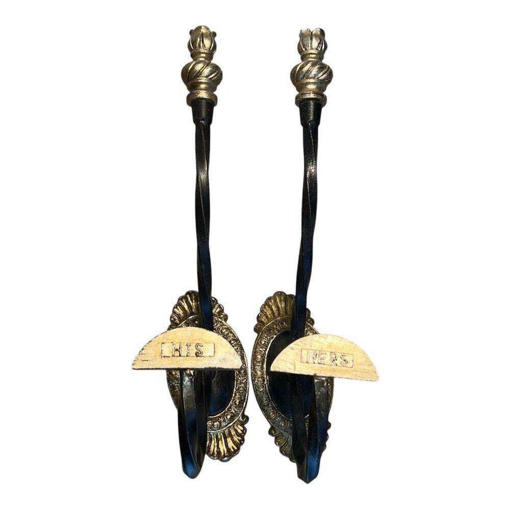 His And Hers Bathroom/Bedroom Robe Wall Hook Royal Regency Gold and Black Hanger